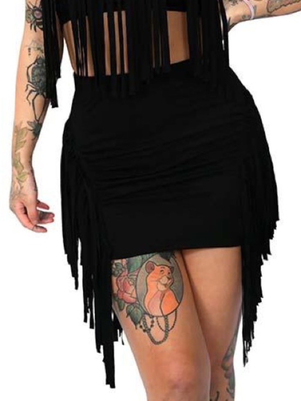 FOXBLOOD Fringe Knit Mini Skirt